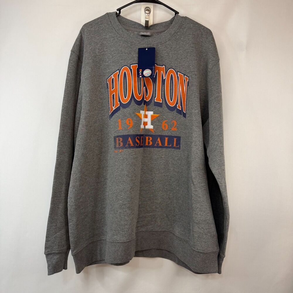 Size 2XL CSA Houston Astros MLB Classic Arch Fleece Crew Sweatshirt NWT Gray
